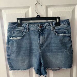 a.n.a Blue Jean Shorts with Frayed Hem